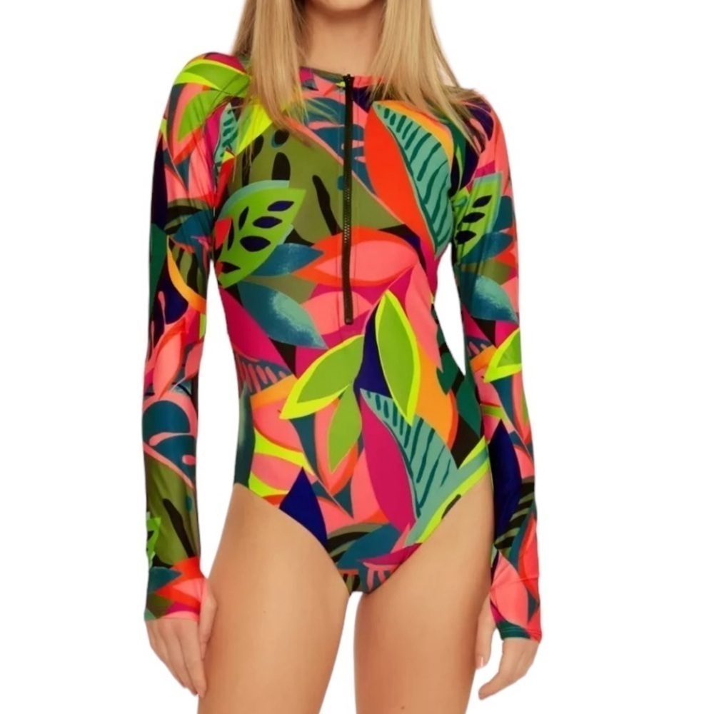 NWT TRINA TURK RAINFOREST open back paddlesuit/board suit/swimsuit! - Picture 2 of 4